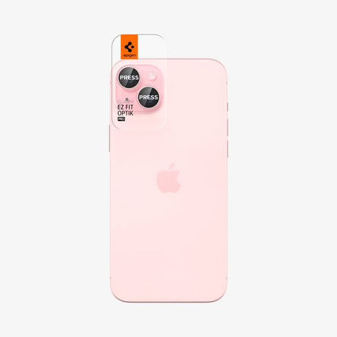 AGL07163 - iPhone 15 Pro / 15 Pro Max Optik Pro Lens Protector in natural titanium showing the device